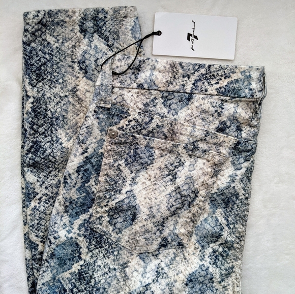 7 For All Mankind Mid Rise Skinny Ankle Jeans Snake Stretch Denim Indigo 30 NWT - Picture 2 of 14